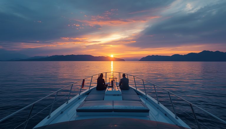 lucid-origin_business_professionals_yacht_meeting_sunset_luxury_16_9-7