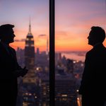 lucid-origin_two_executives_conversation_window_skyline_sunset_16_9-7